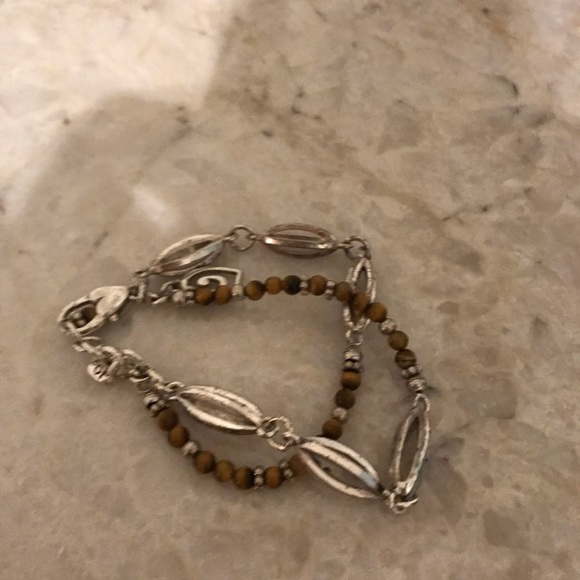 Tiger Eye & Silver Brighton Two Strand Bracelet - Picture 3 of 5